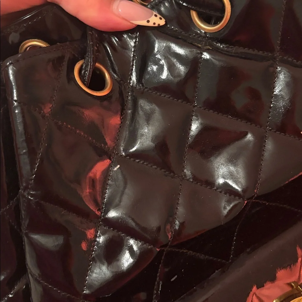 Chanel Glossy patent leatherBlack Backpack with 24k Gold Accents - Picture 15 of 15